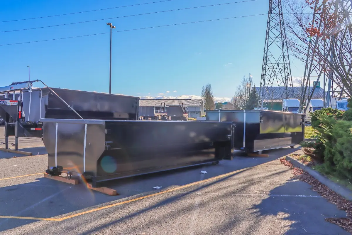 Roll-off dumpster ready for waste disposal at job site for Construction Dumpster Rental in Lake Monticello